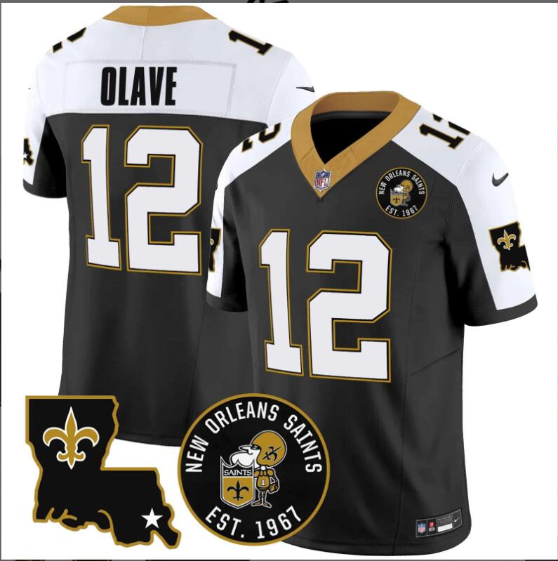 Men New Orleans Saints 12 Olave black 2024 Nike NFL Jersey style 2